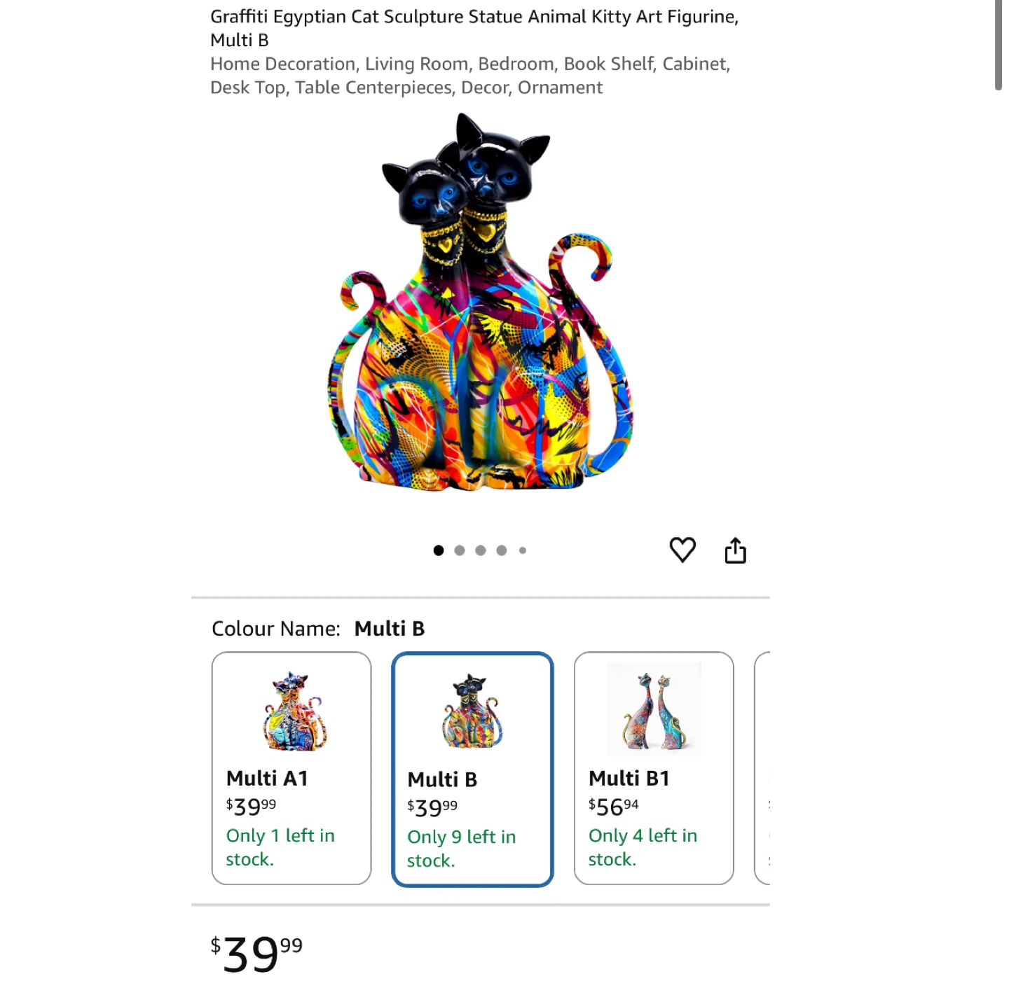 Graffiti Egyptian Cat Sculpture - Multi B - photo 5