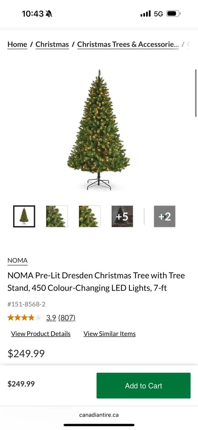 NOMA Pre-Lit Dresden Christmas Tree, 7-ft