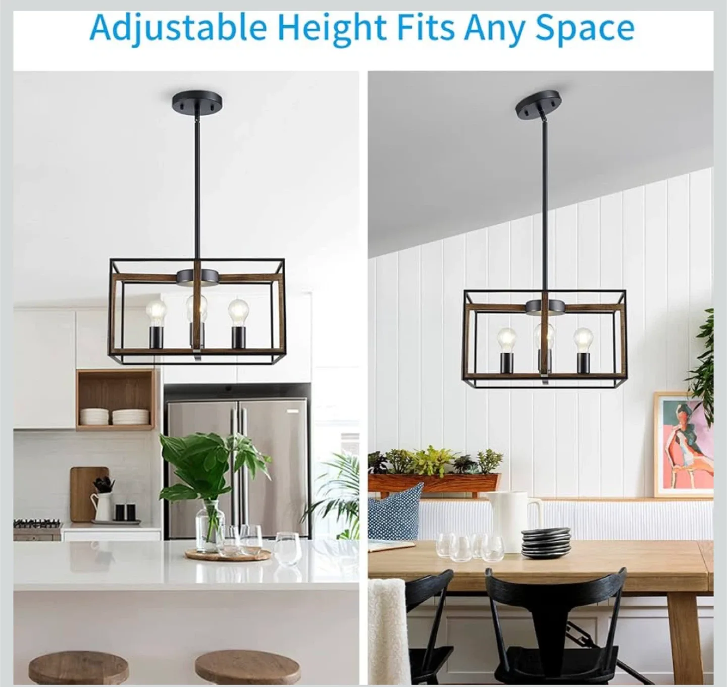 Big Farmhouse Chandelier,  Black&Wood Metal image indicator(3)