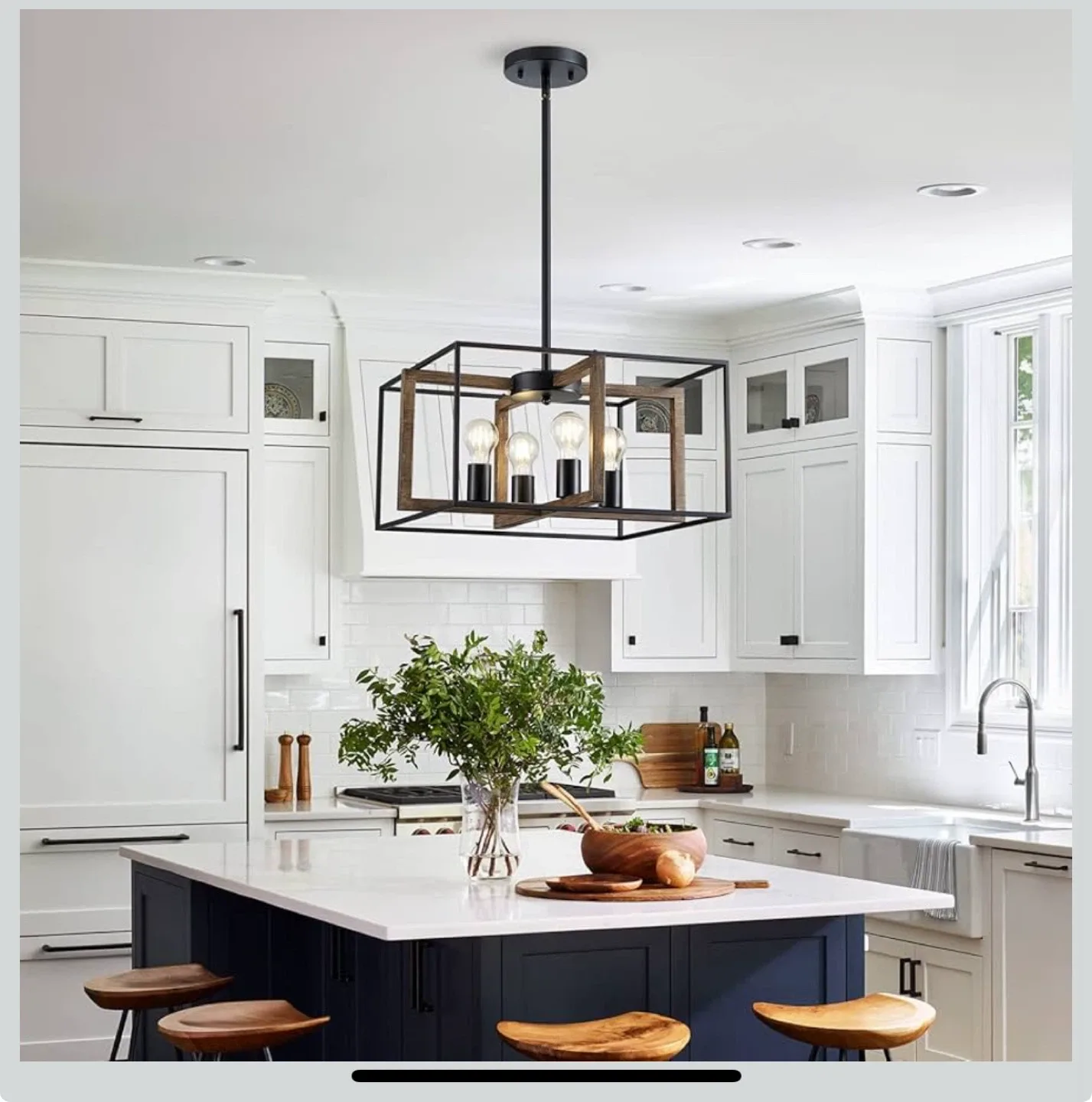 Big Farmhouse Chandelier,  Black&Wood Metal image indicator(5)