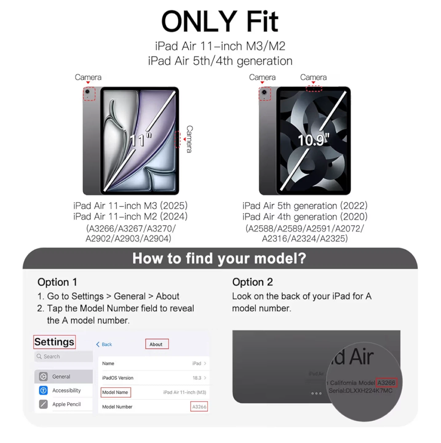 iPad Air case for 4th, 5th, 11-inch M3, M2 - Black - photo 2