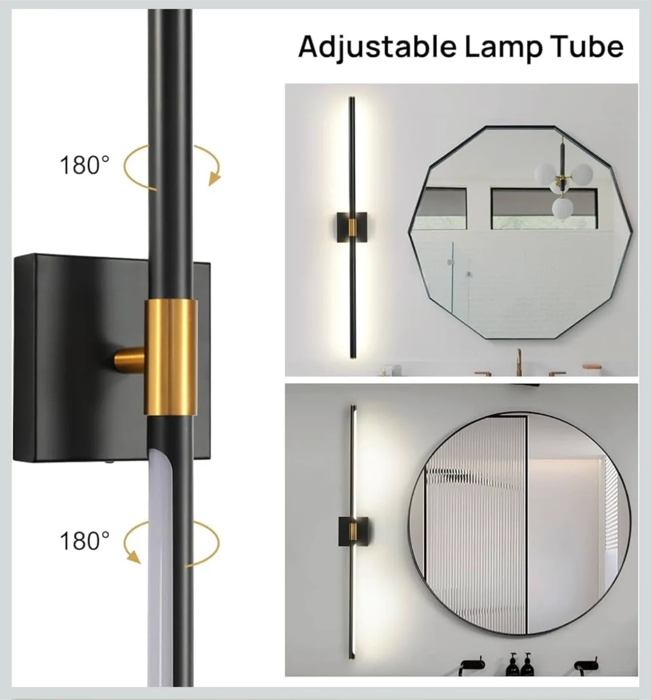 Faziyo 48inch Modern LED Vanity Light - Black & Gold image indicator(3)
