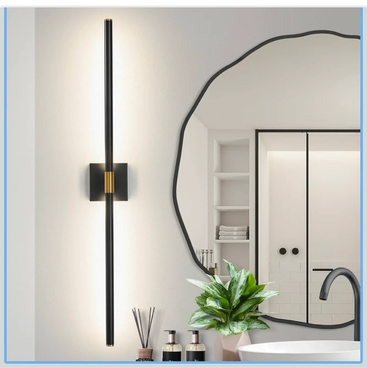 Faziyo 48inch Modern LED Vanity Light - Black & Gold