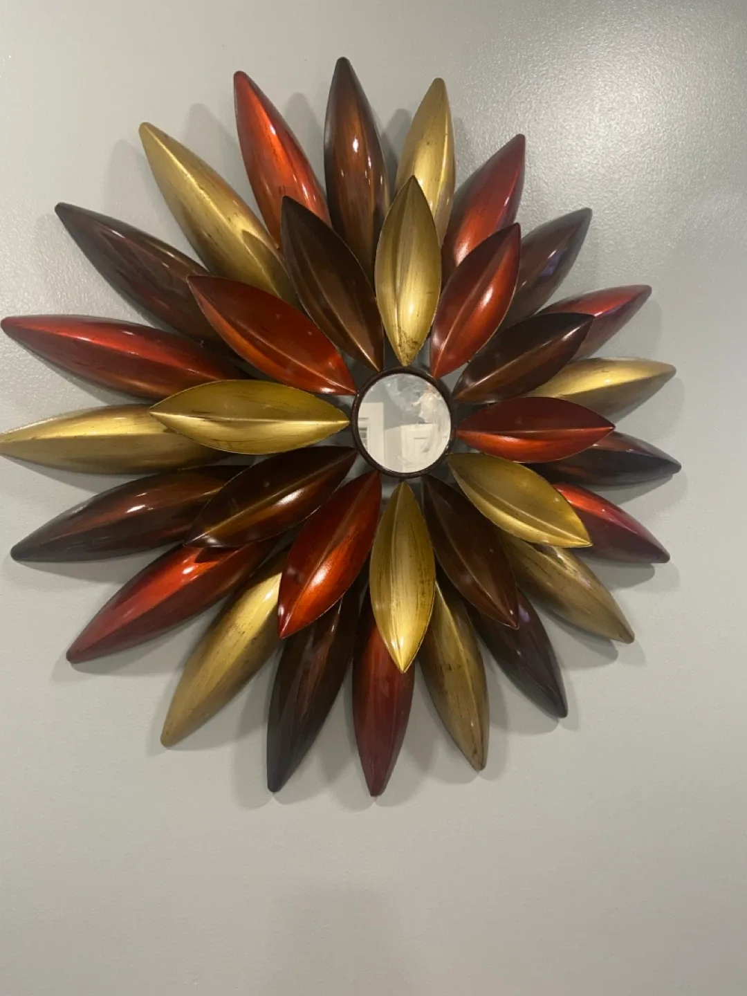 Flower Petal Wall Mirror - Red, Gold, Brown