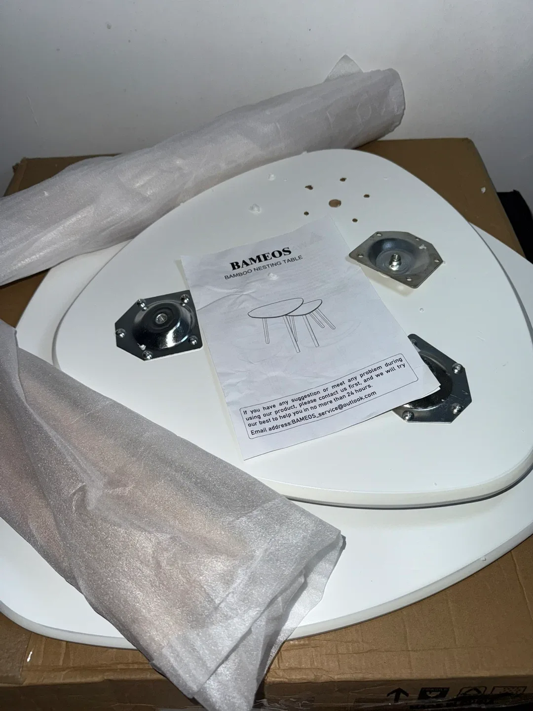 Bameos bamboo triangular Set of 2 White Nesting Side Tables image indicator(7)