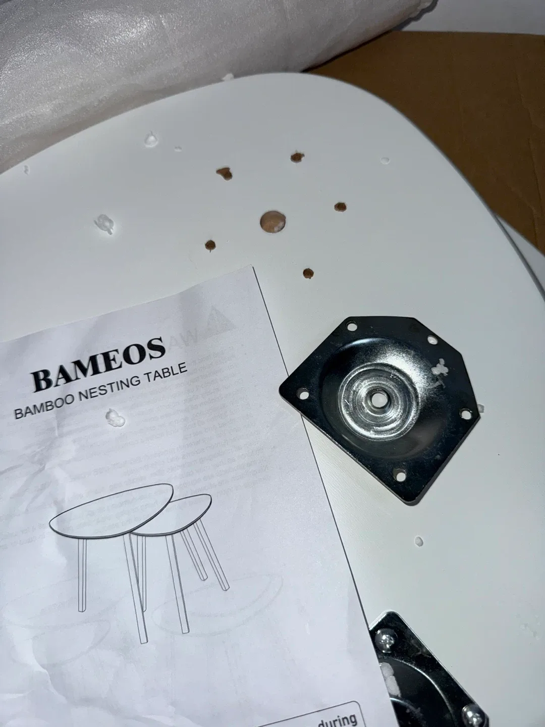 Bameos bamboo triangular Set of 2 White Nesting Side Tables image indicator(8)