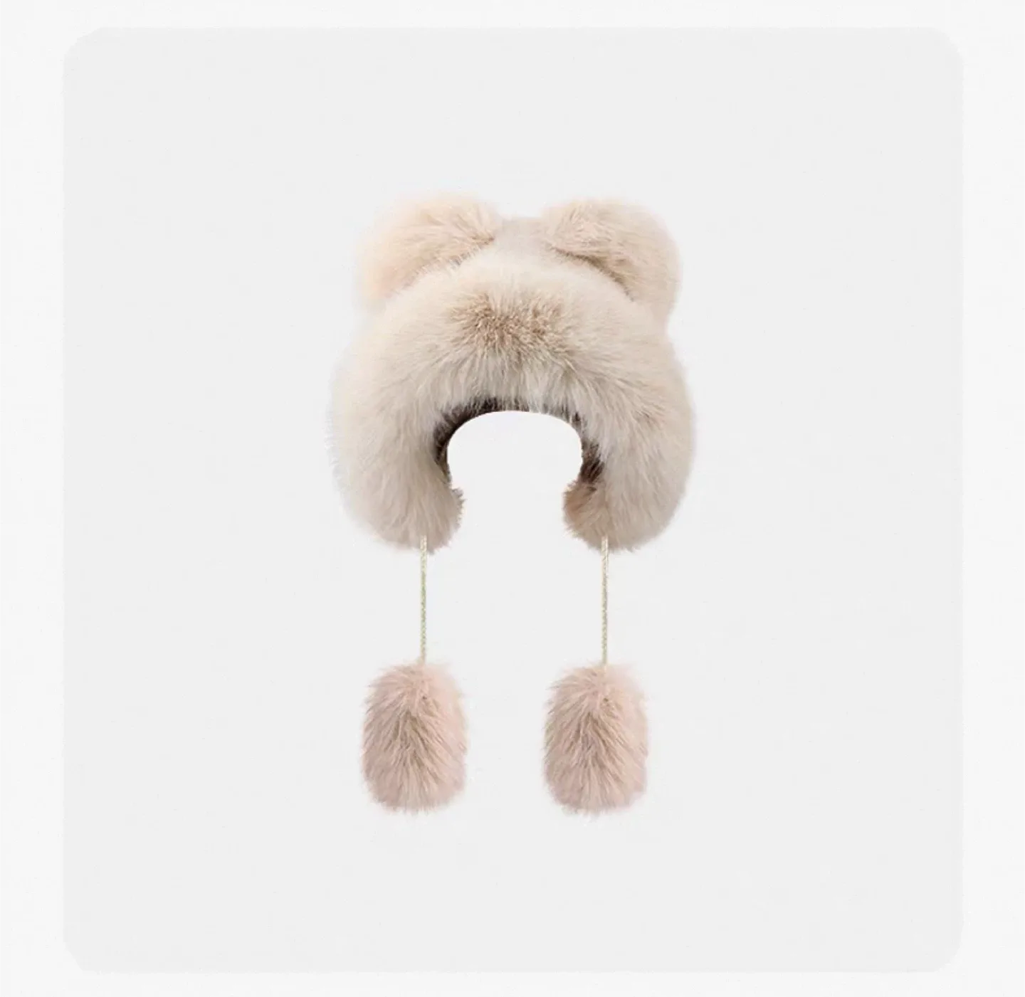 Fuzzy Winter Hat with Pom Poms