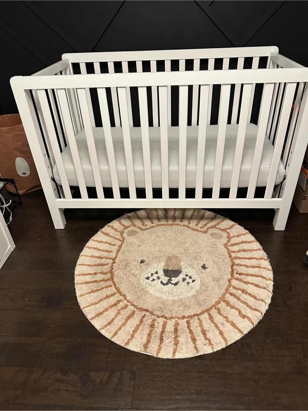 Beige lion round cotton rug image indicator(5)