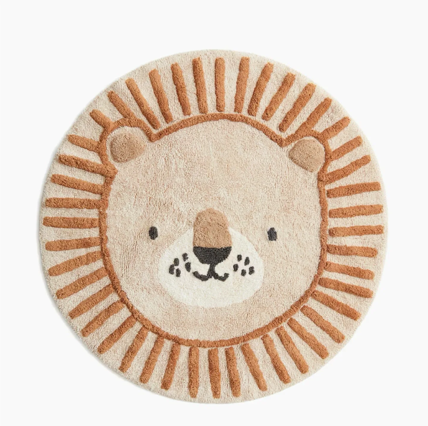 Beige lion round cotton rug