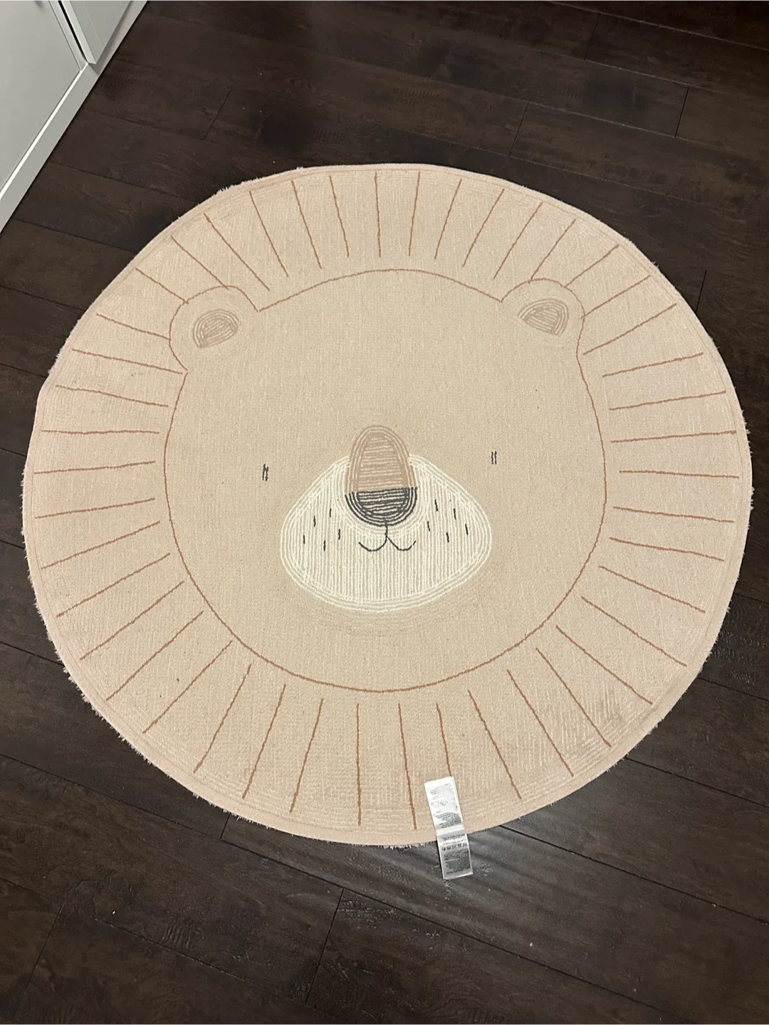 Beige lion round cotton rug image indicator(6)
