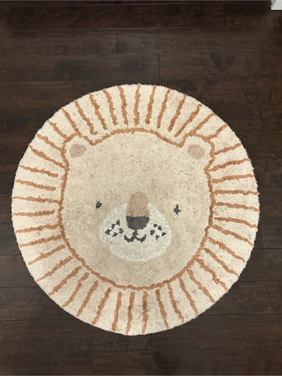 Beige lion round cotton rug image indicator(4)