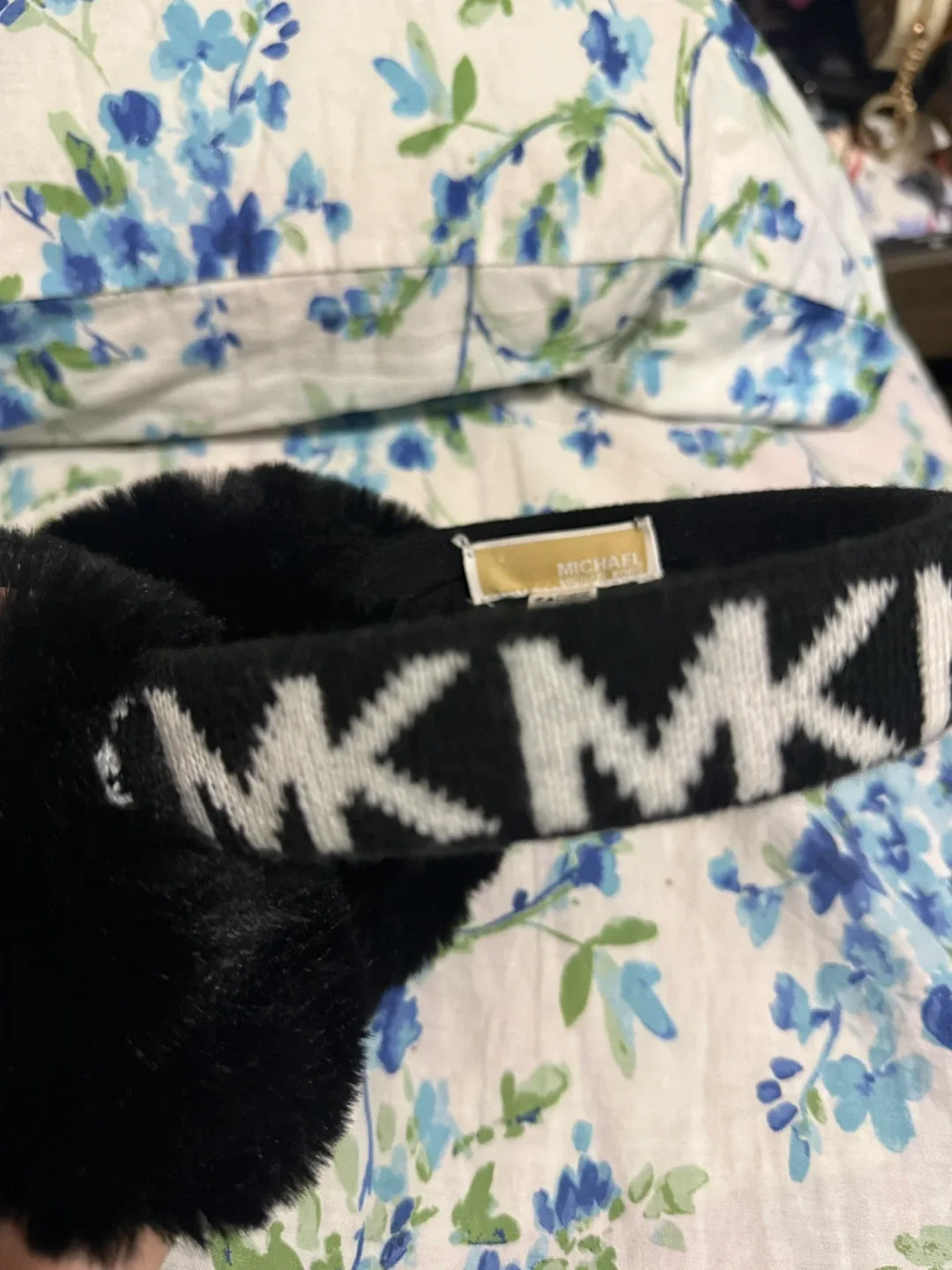 Michael Kors Black MK Logo Faux Fur Earmuffs image indicator(2)