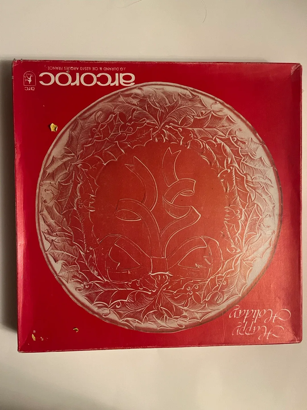 Arcoroc "Happy Holiday" Glass Plate