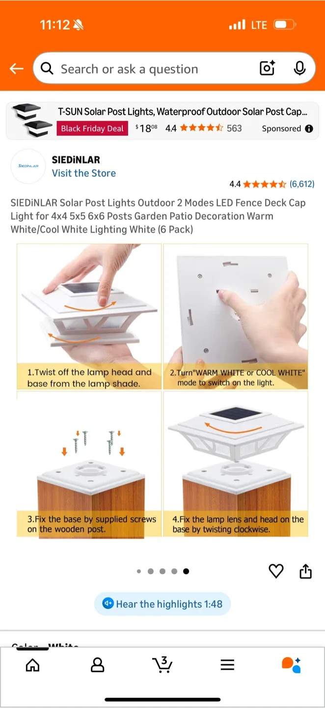 SIEDINLAR Solar Post Lights (6 Pack) NEW! image indicator(4)