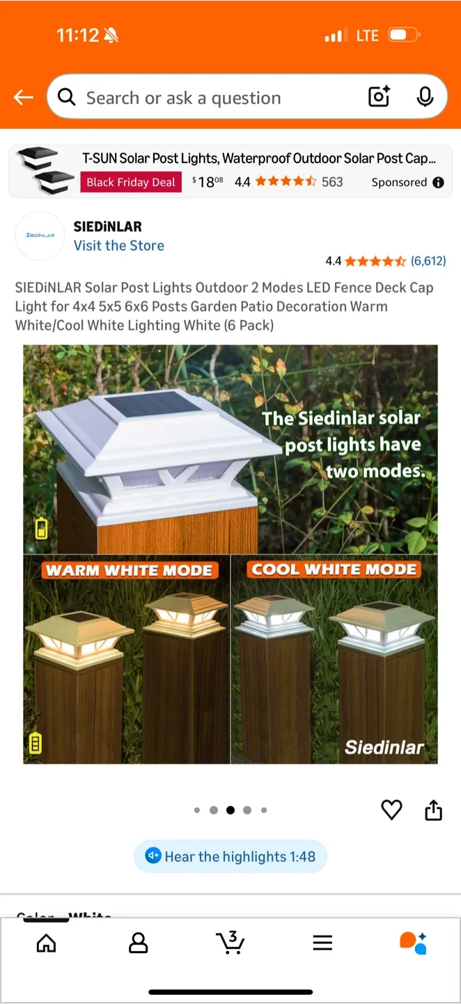 SIEDINLAR Solar Post Lights (6 Pack) NEW! image indicator(6)