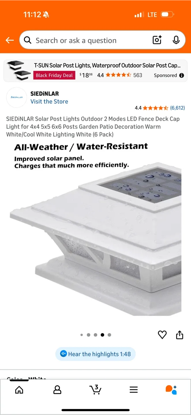 SIEDINLAR Solar Post Lights (6 Pack) NEW! image indicator(5)