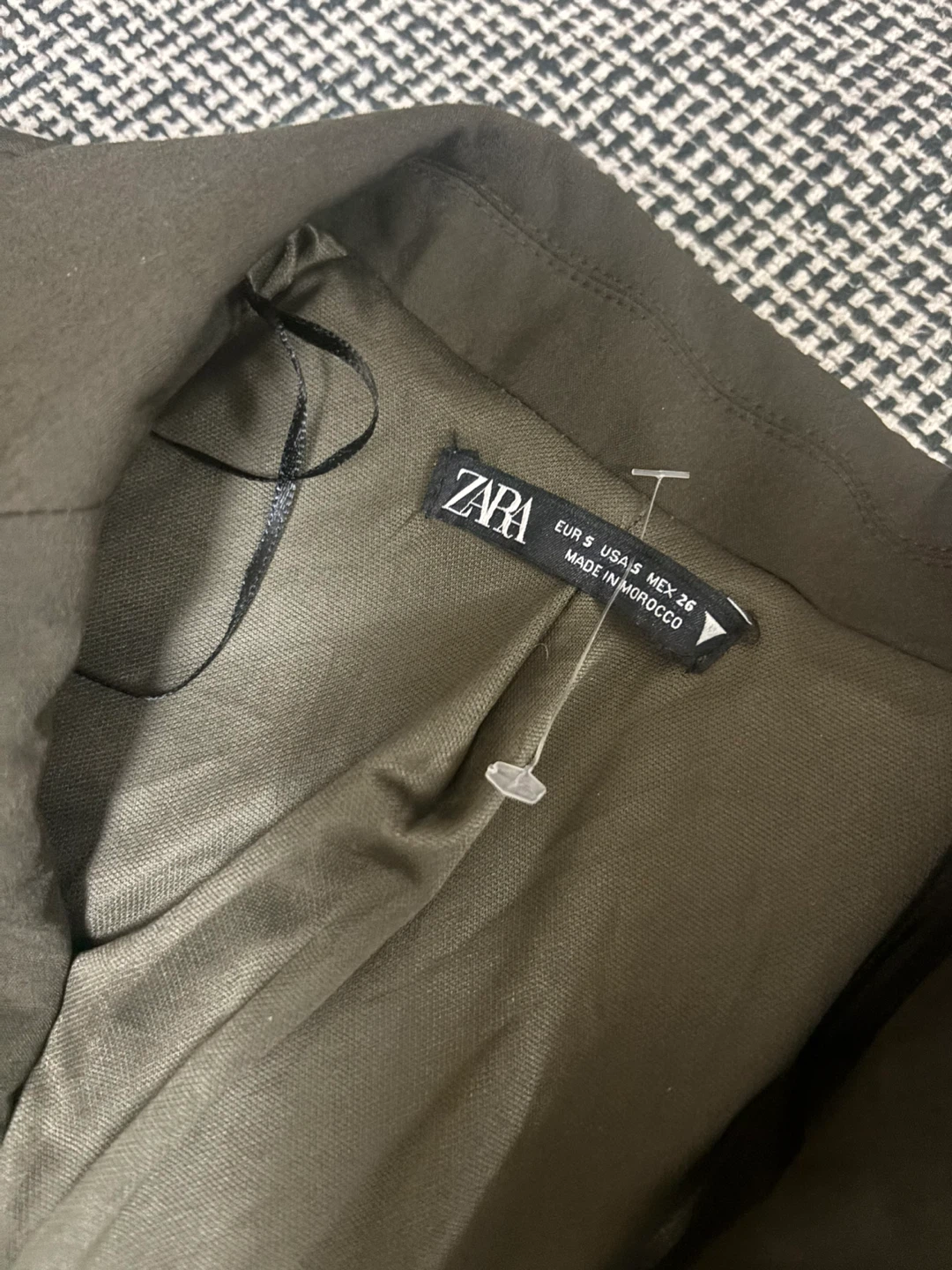 Zara Olive Green Ruched Blazer Dress - Size S - photo 4