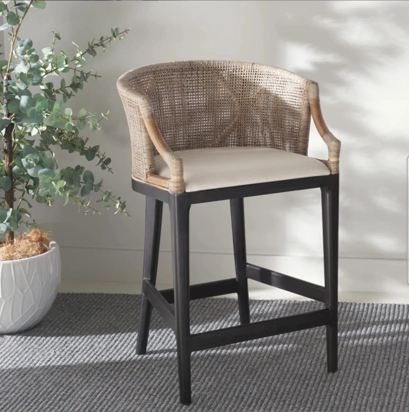 Woven Bar Stool with Arms - photo 3