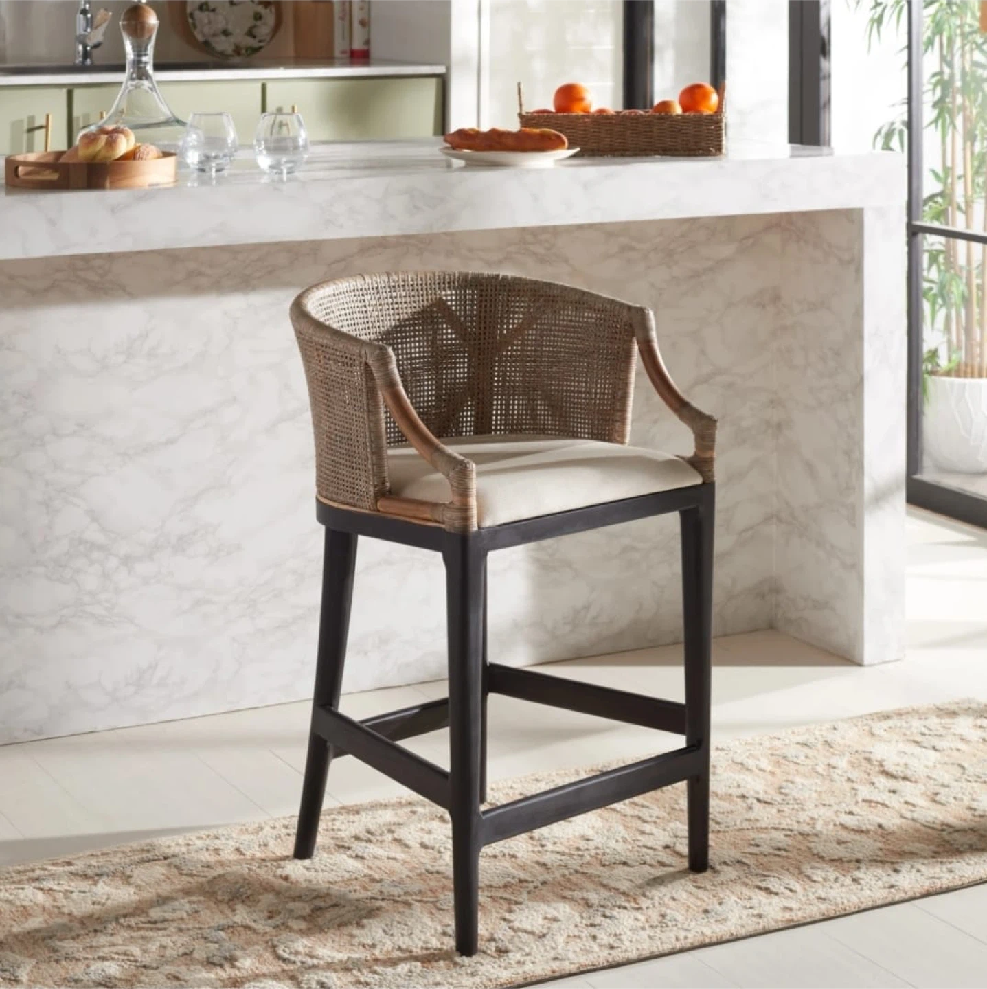 Woven Bar Stool with Arms