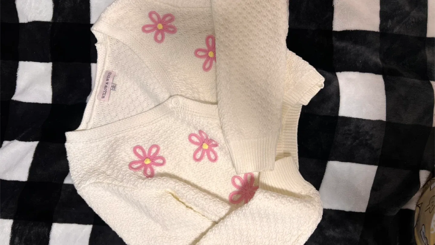 Willow & Wind Cream Floral Cardigan - Size S