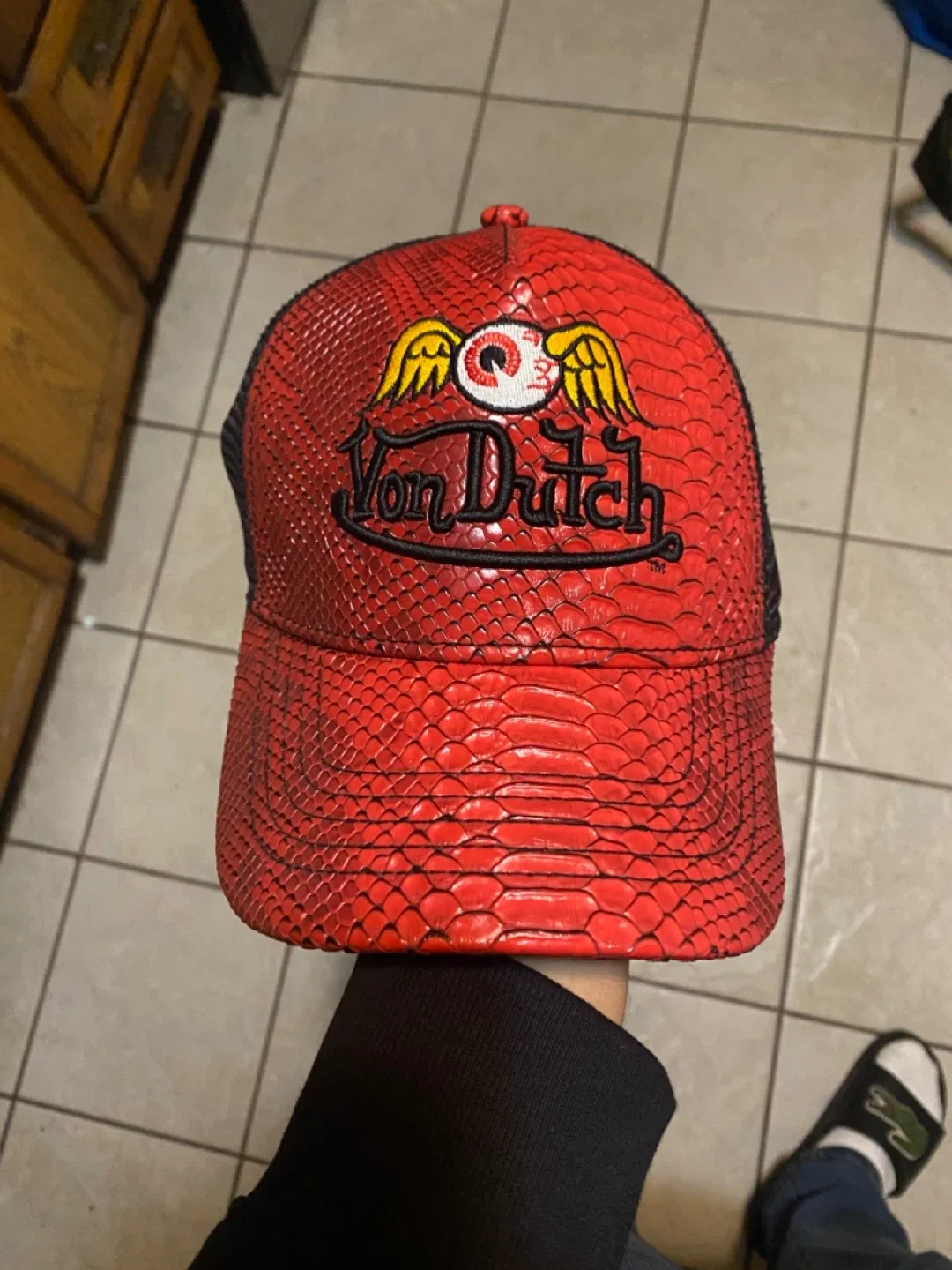 Von Dutch Red Snakeskin Trucker Hat