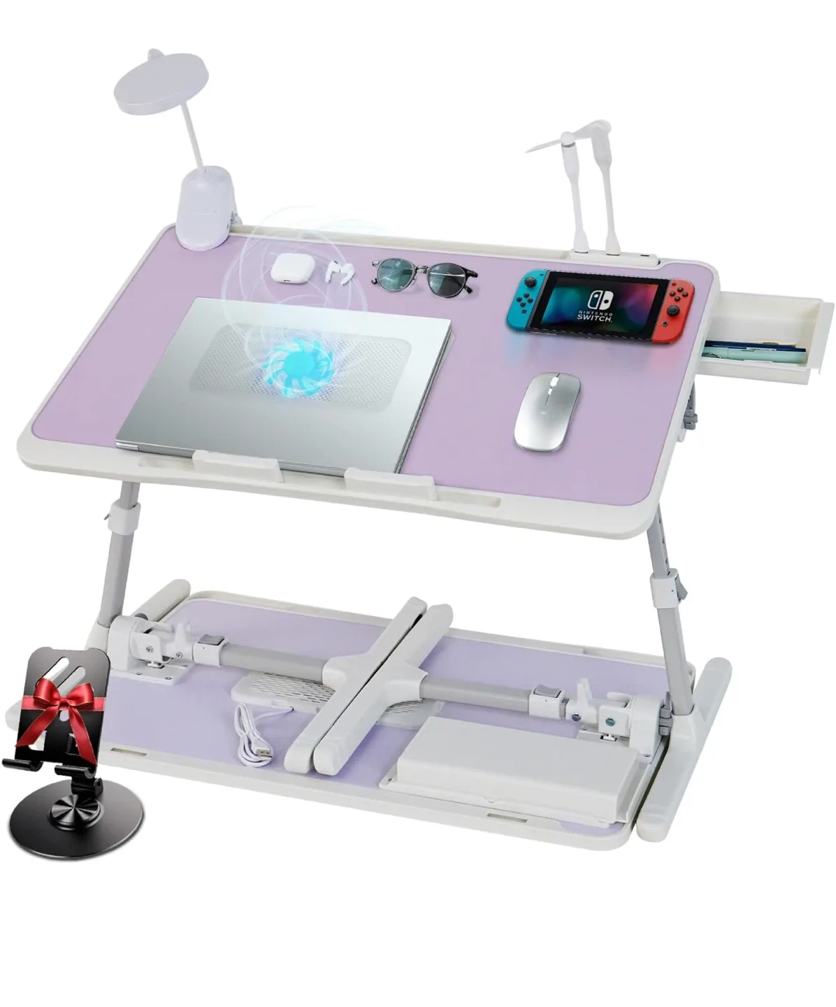 Adjustable Laptop Bed Desk with Cooling Fan