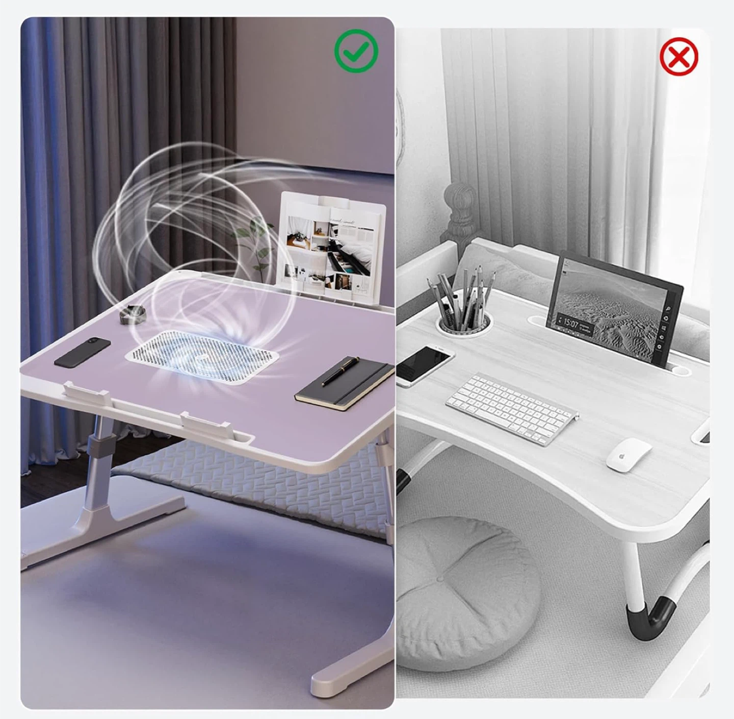 Adjustable Laptop Bed Desk with Cooling Fan - photo 5