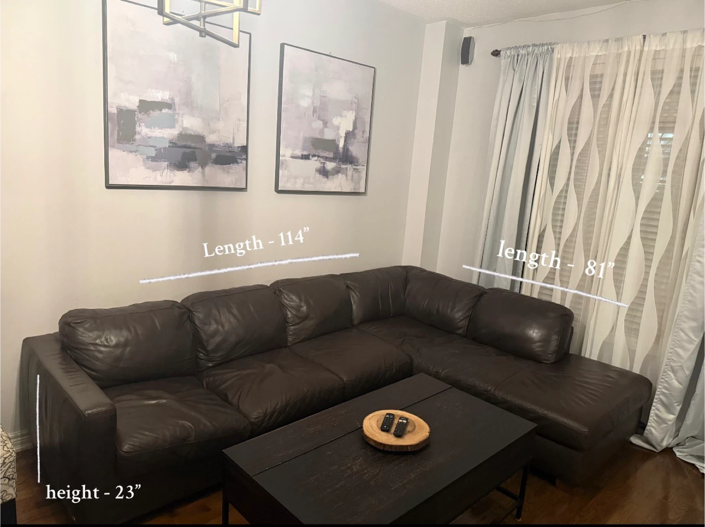 Brown Leather Sofa - 114" x 81"