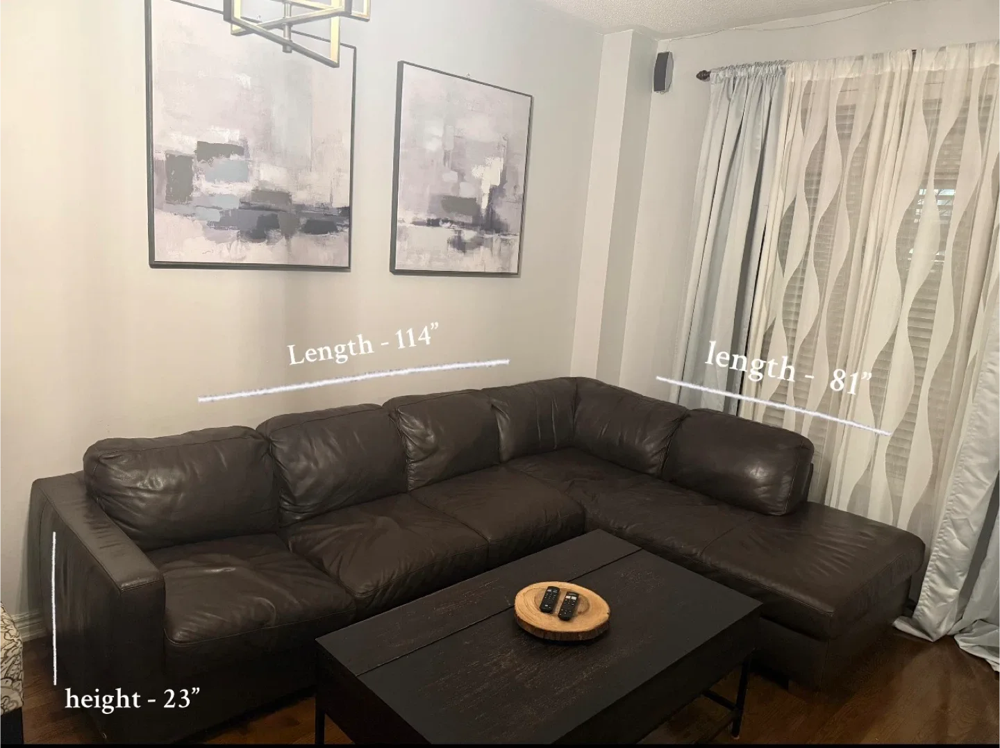 Brown Leather Sofa - 114" x 81"