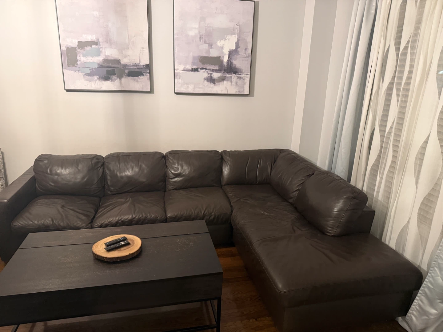 Brown Leather Sofa - 114" x 81" - photo 2
