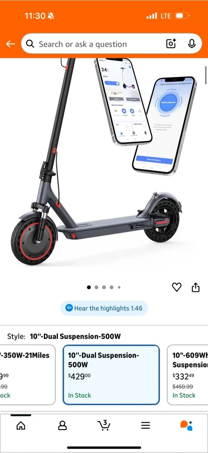 VOLPAM Electric Scooter 500W dual suspension image indicator(4)