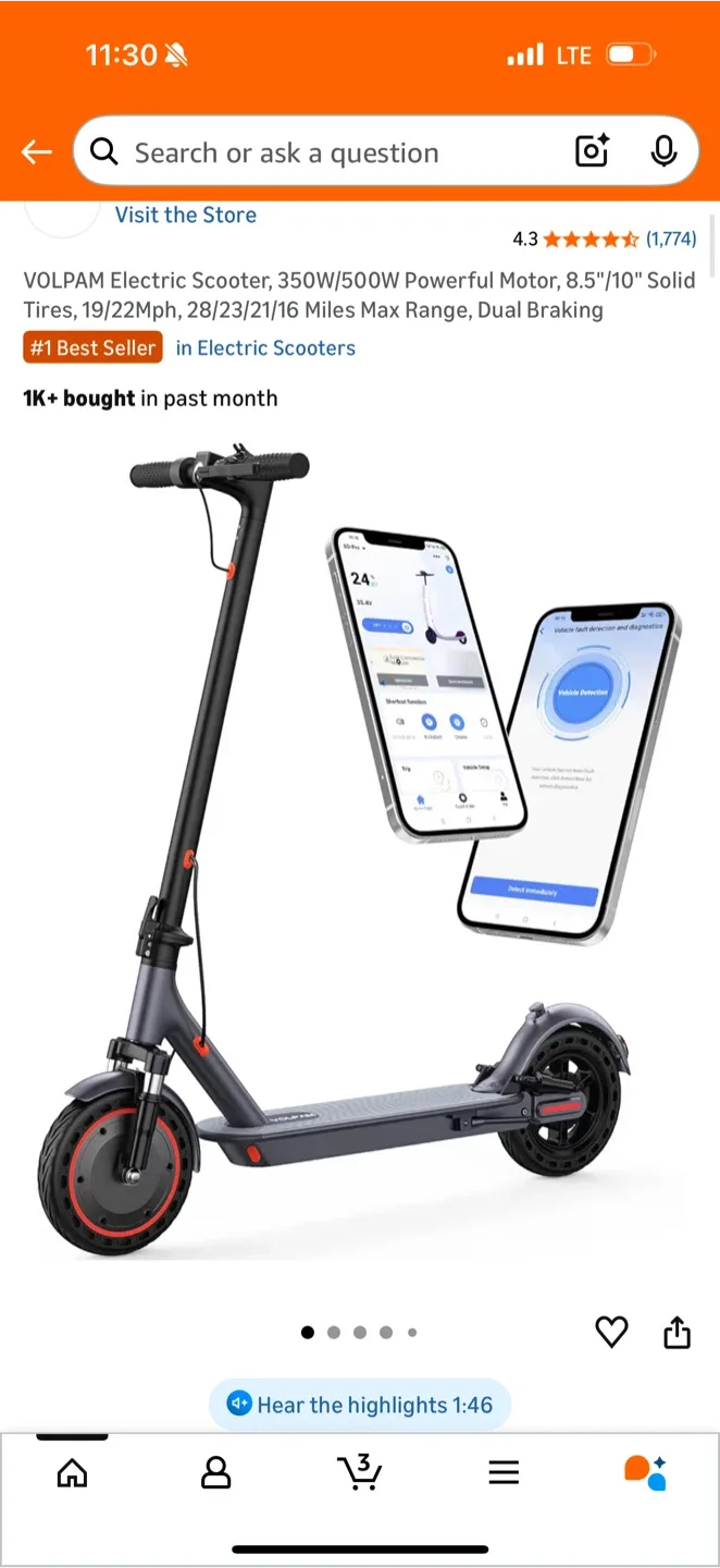 VOLPAM Electric Scooter 500W dual suspension image indicator(5)