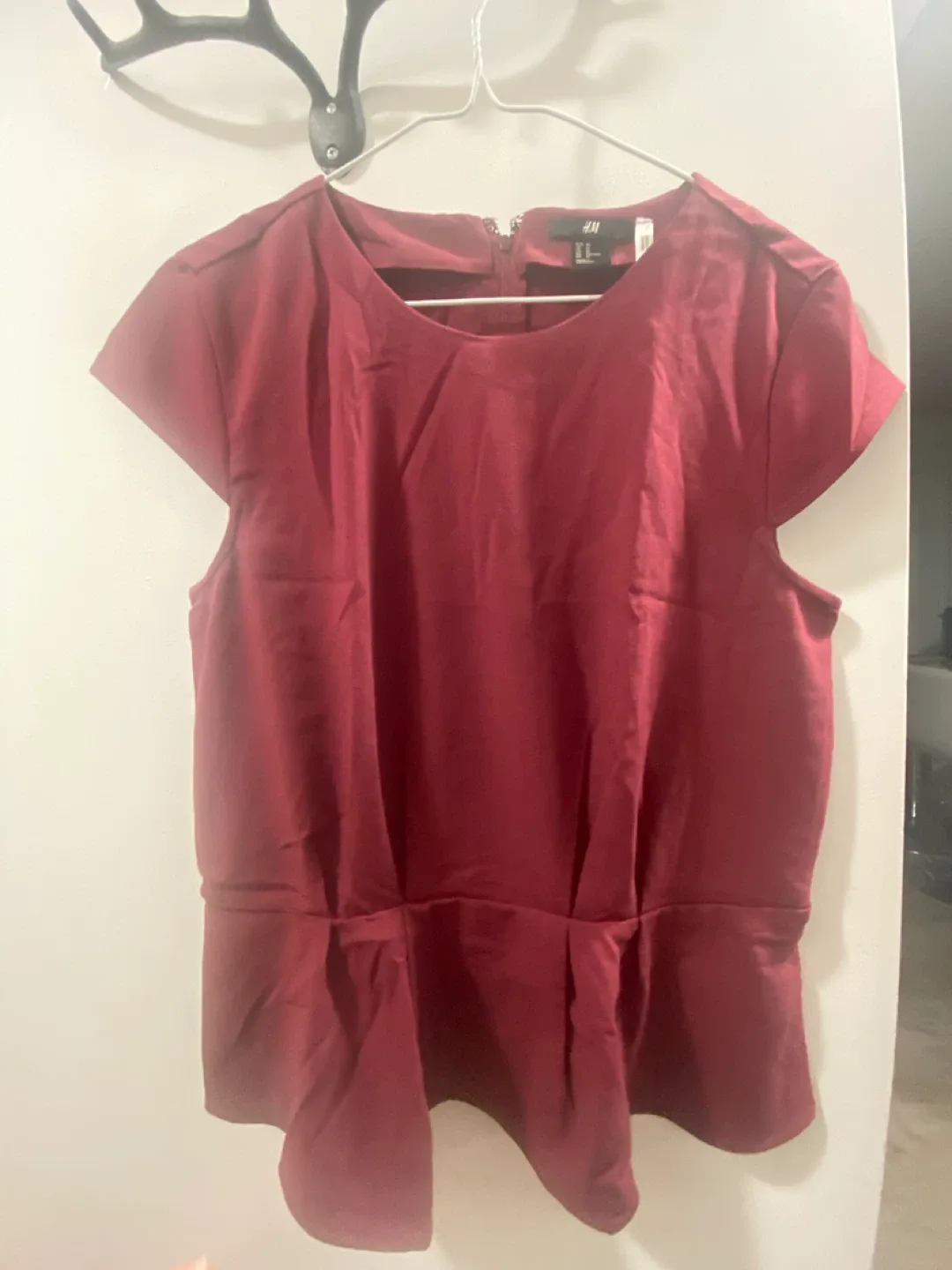 NEW H&M Burgundy Peplum Top - Size L