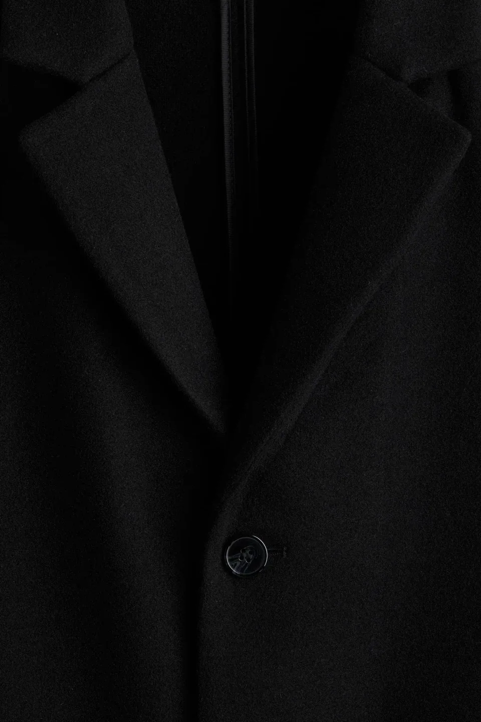 Men's Black Wool Blend Single Breasted Overcoat(Size:44R) image indicator(7)