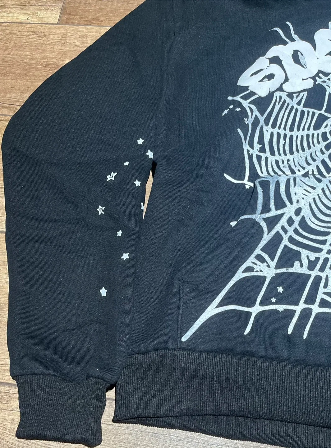 Sp5der Black OG Web Hoodie (Small,Large) image indicator(5)