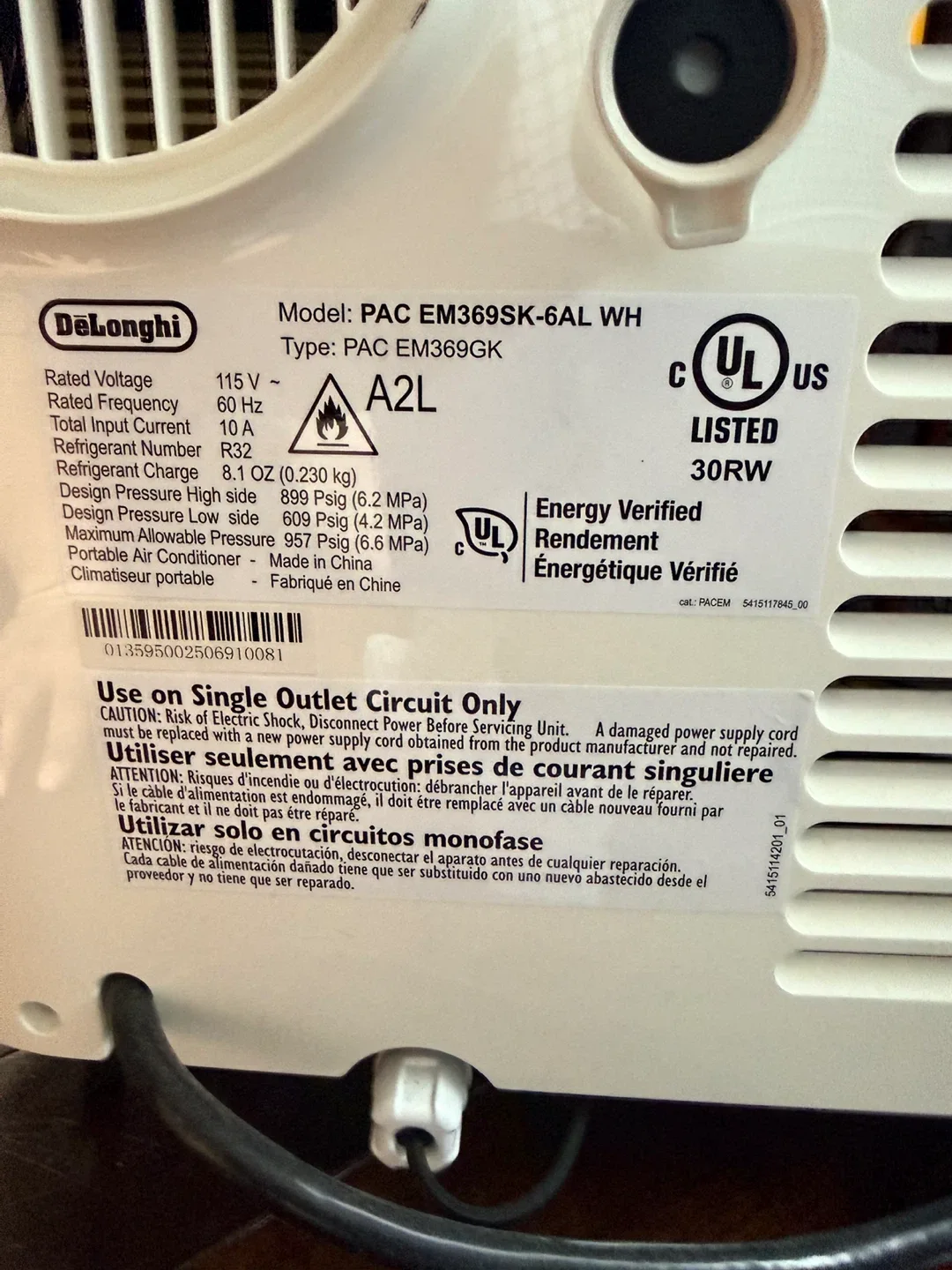 DeLonghi Pinguino PAC EM369SK-6AL Portable AC image indicator(2)