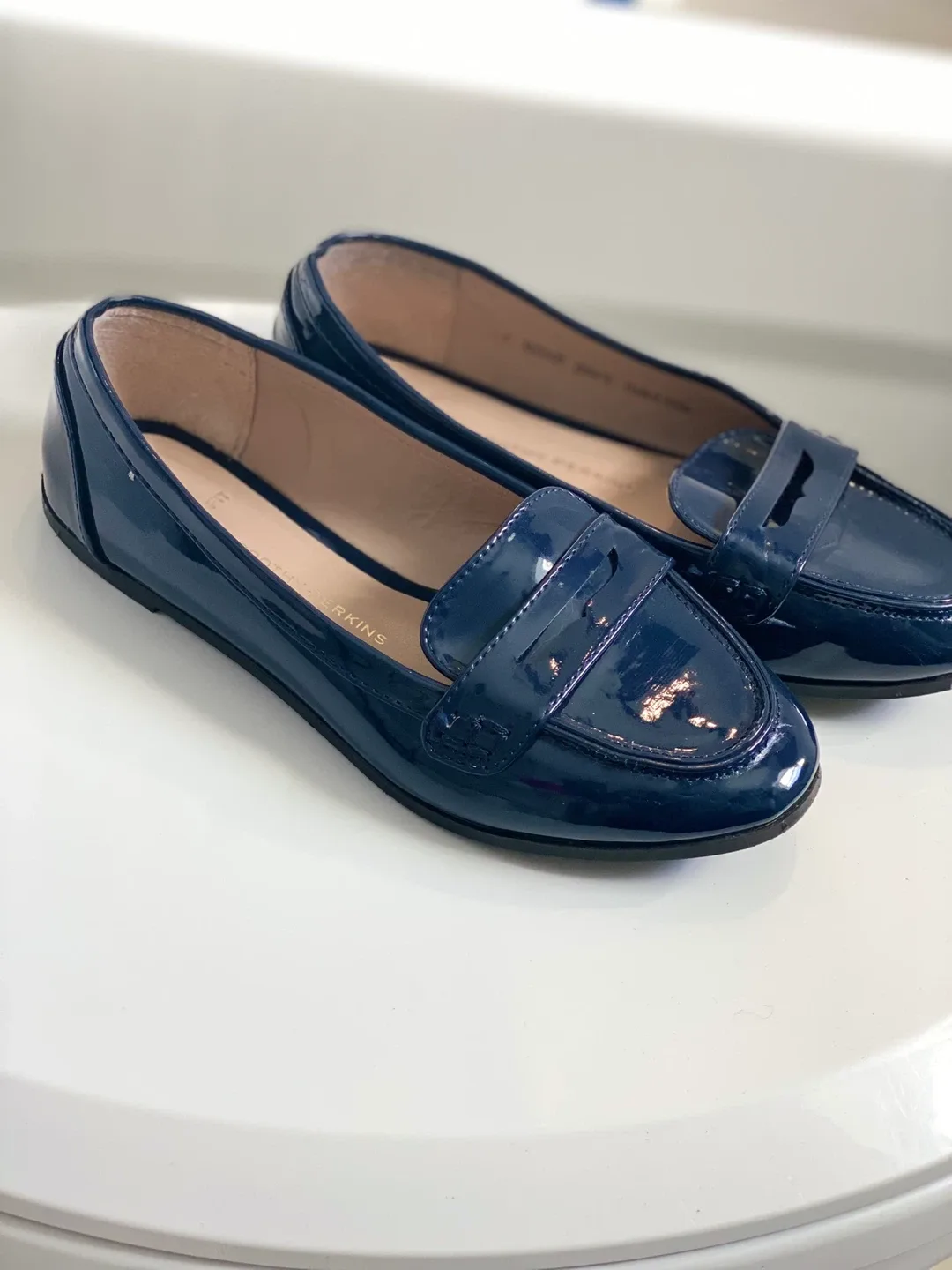 Dorothy Perkins Blue Patent Loafers - Size 4