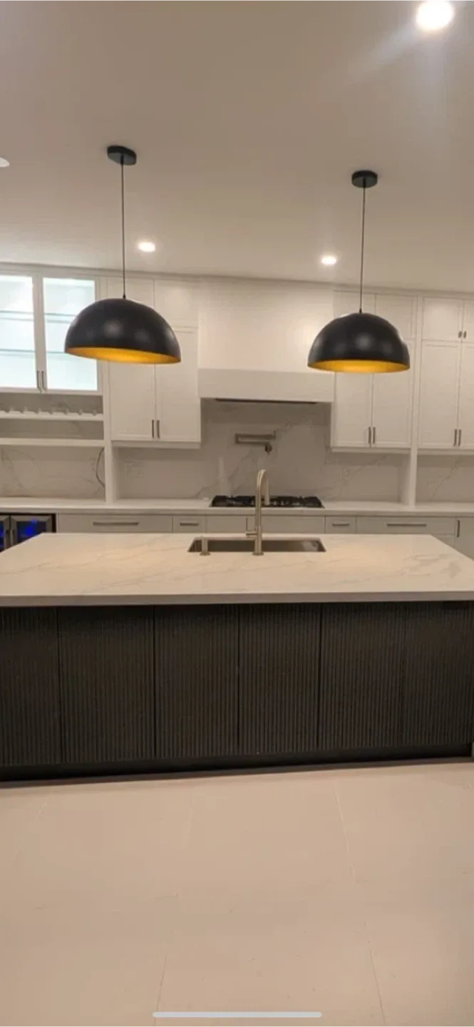 Black & Gold Dome Pendant Light Fixtures, 2 Pack