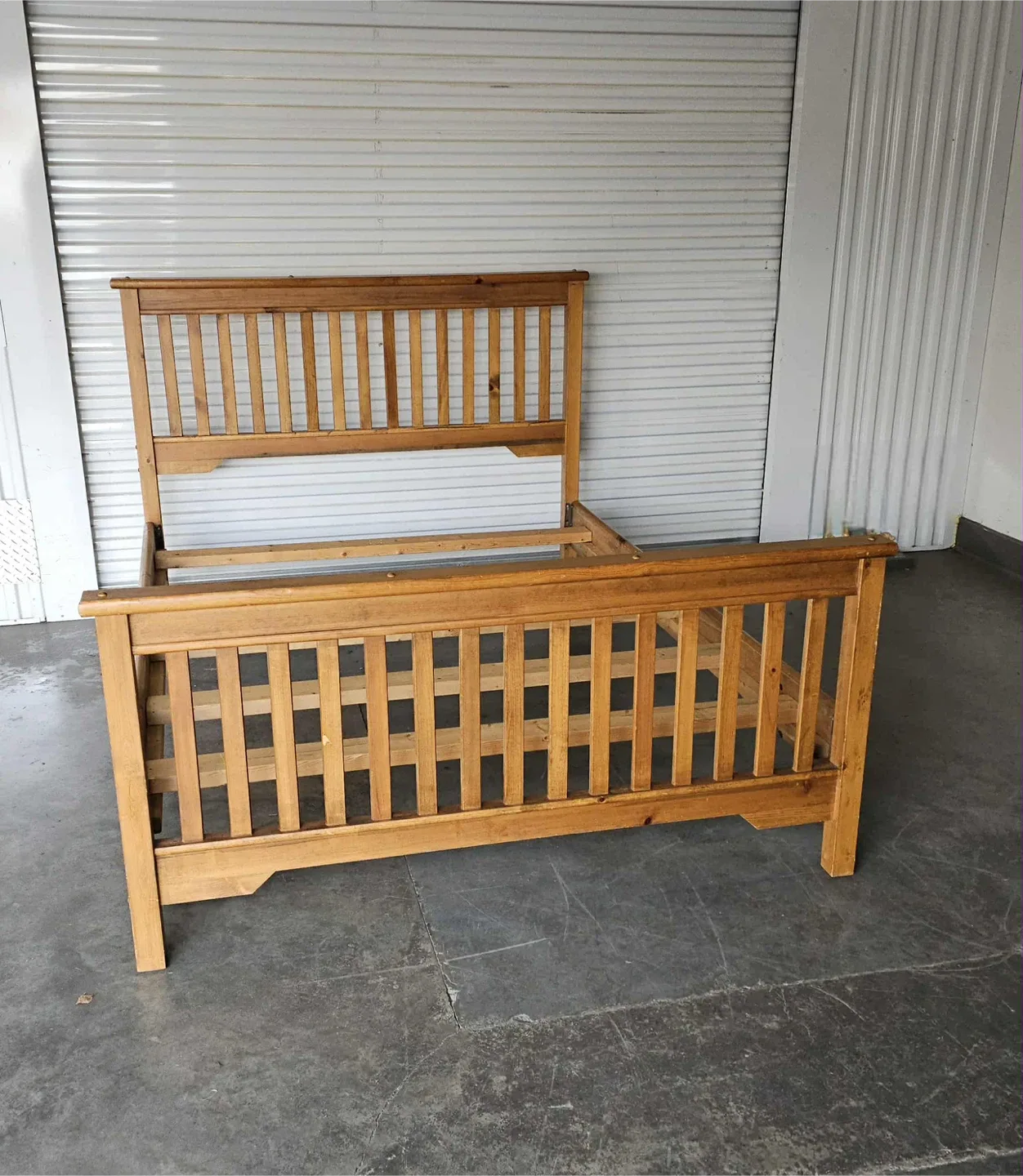 Solid pine Queen sized bed frame - some surface blemishes image indicator(3)