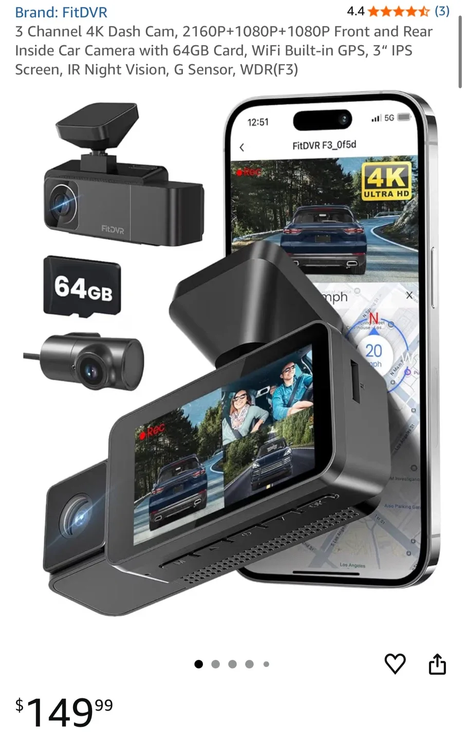 FitDVR F3 4K Dash Cam - Brand New! image indicator(2)
