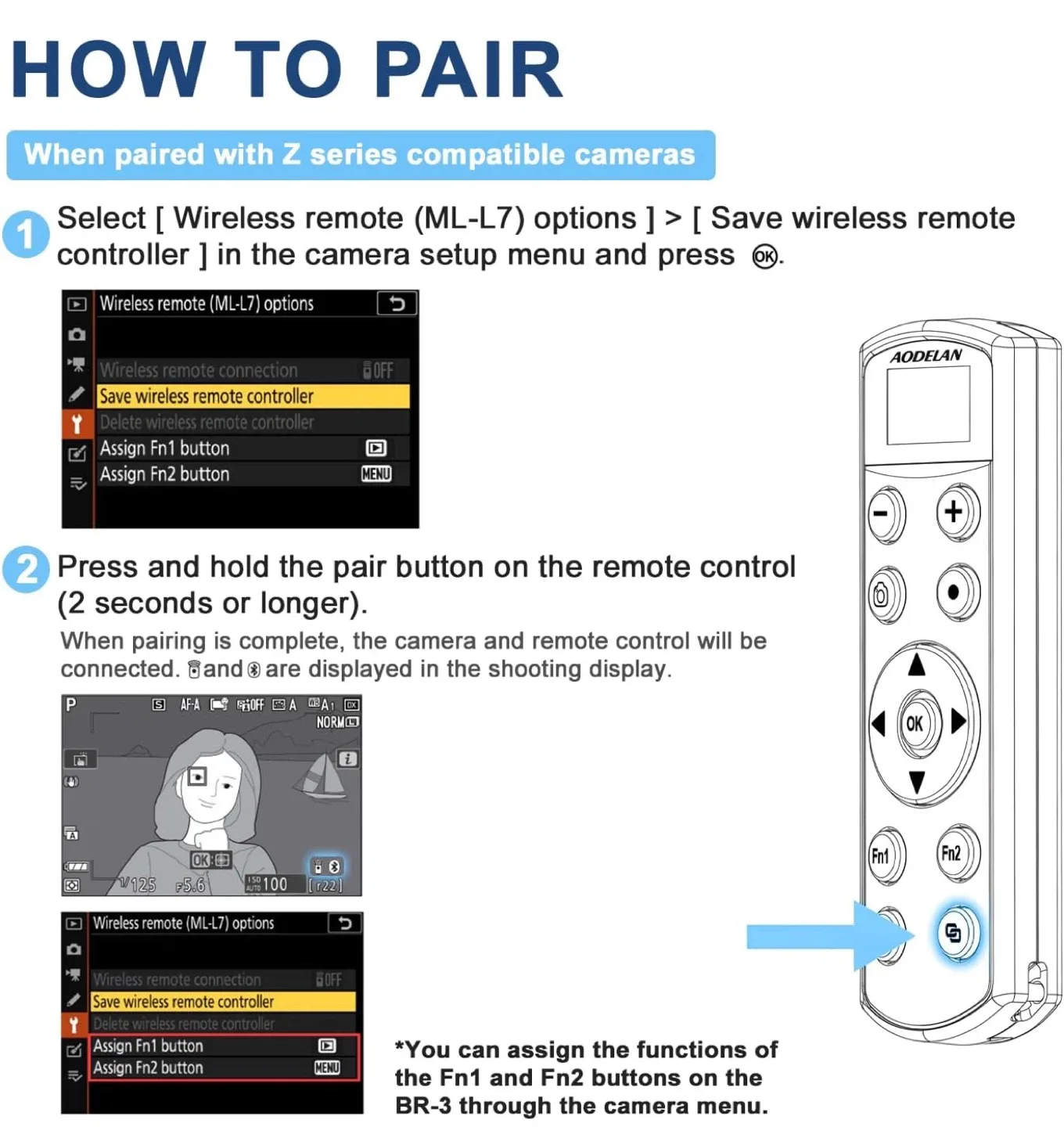 AODELAN Wireless Camera Remote Control for Nikon image indicator(9)