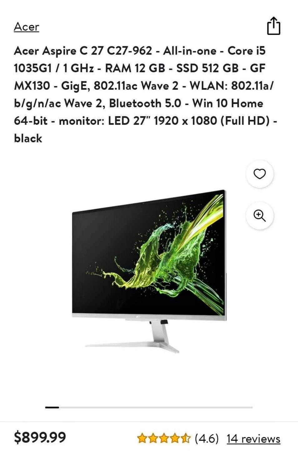 Acer Aspire C27-962 All-in-One Desktop - photo 2