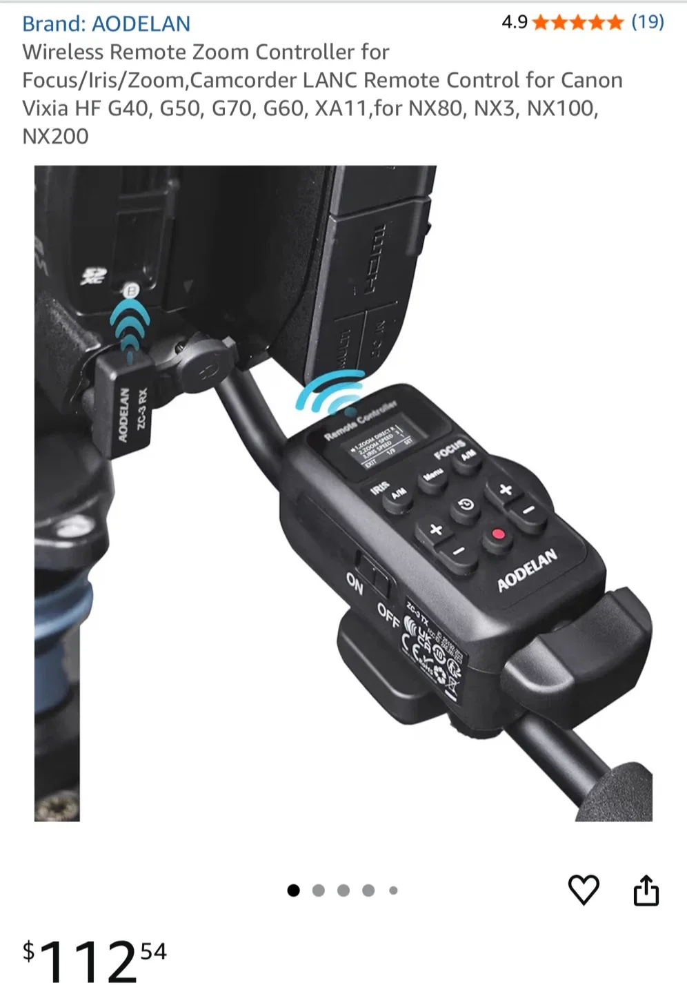 AODELAN Wireless Zoom Controller for Canon/Camcorder image indicator(2)