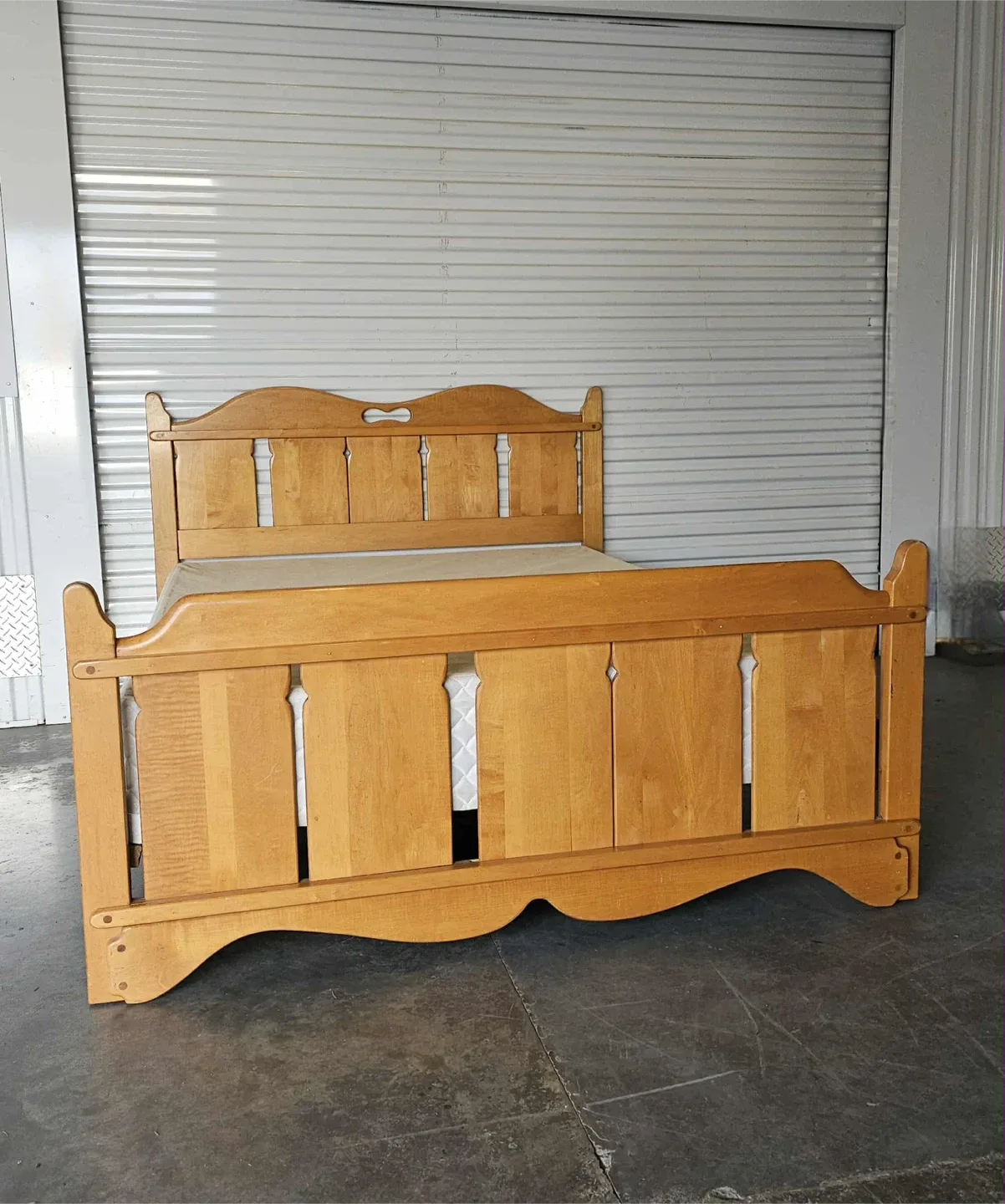 Solid maple double size bed frame with box spring