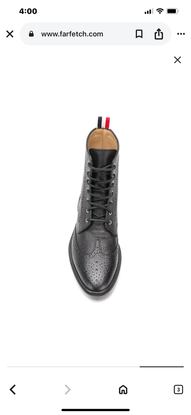 Thom Browne Black Leather Wingtip Boots - photo 4