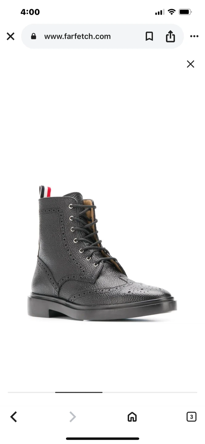 Thom Browne Black Leather Wingtip Boots - photo 5