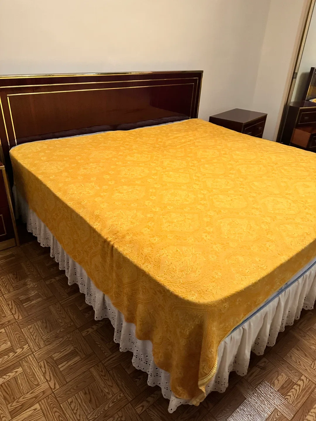 Vintage Bedroom Set - Bed Frame, Dresser, Nightstand, Wardrobe