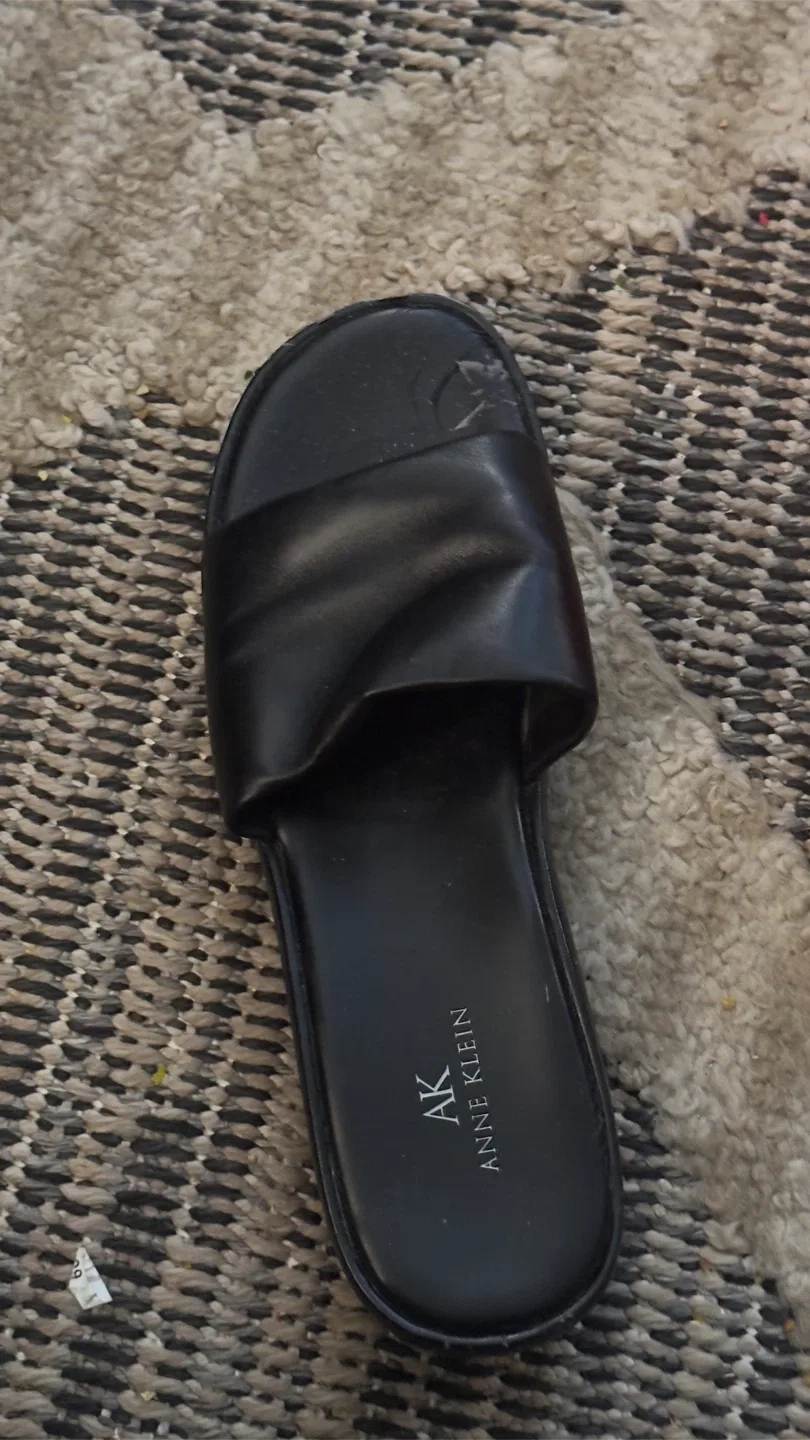 Anne Klein Black Leather Slides Size 8 image indicator(3)