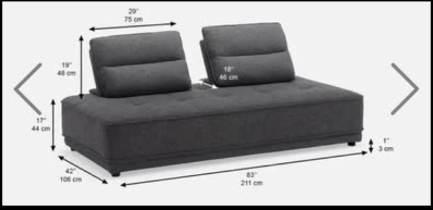 Grey Sofa Bed - Dimensions: 83" x 42"