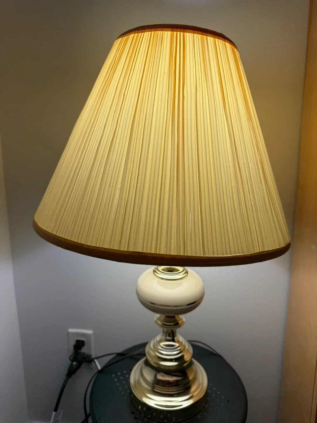 Vintage Table Lamp with Pleated Shade
